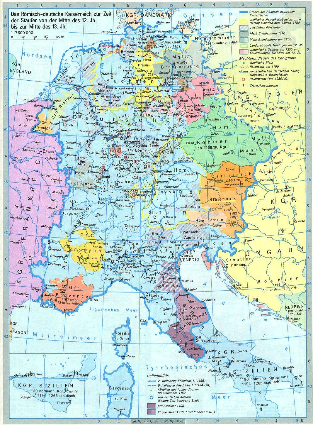 Karte des Stauferreiches